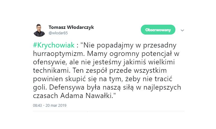 Krychowiak tonuje nastroje przed meczem z Austrią